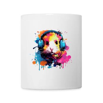 Hamster with headphones Golden Hamster Dwarf Hamster - Mug - white - Front