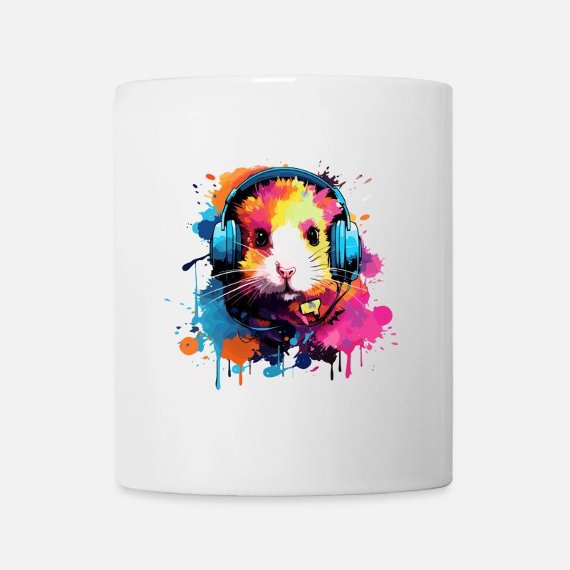 Hamster with headphones Golden Hamster Dwarf Hamster - Mug - white