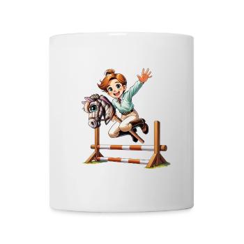 Hobby Horsing Sprung mit Steckenpferd - Tasse - Weiß - Vorne