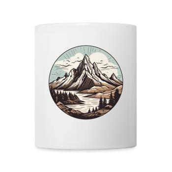 Runder Bergsee Landschaft - Tasse - Weiß - Vorne