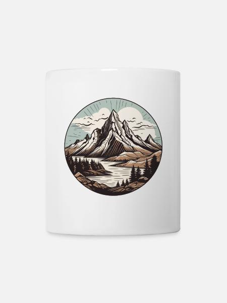 Round mountain lake landscape - Mug - white