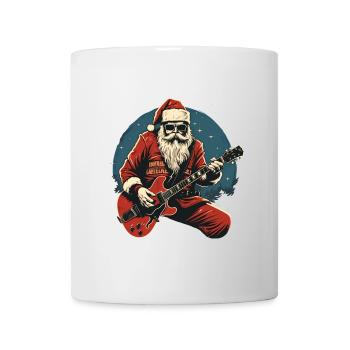 Rockender Weihnachtsmann Santa Mit E-Gitarre - Tasse - Weiß - Vorne