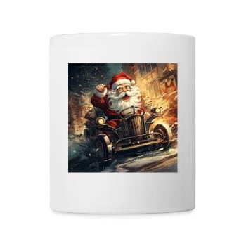 Le temps de Noël du Père Noël arrive en ville - Mug blanc - blanc - Devant