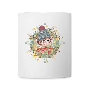 Lutin de Noël mignon dans le cadre pour Noël - Mug blanc - blanc - Devant