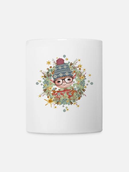 Lutin de Noël mignon dans le cadre pour Noël - Mug blanc - blanc