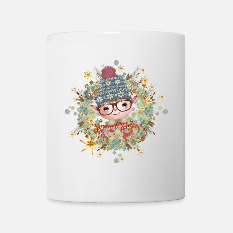 Lutin de Noël mignon dans le cadre pour Noël - Mug blanc - blanc