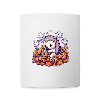 Süßes Schwein Halloween Deko mit Kürbissen - Tasse - Weiß - Vorne