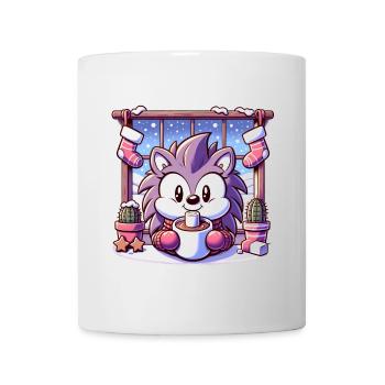 Igel mit Wintermotiv - Tasse - Weiß - Vorne