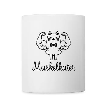 Muskelkater Lustiger Wortwitz Katzen Illustration - Tasse - Weiß - Vorne