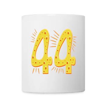 Zahl 44 Jahre alt - Vierundvierzig Geburtstag Käse - Tasse - Weiß - Vorne