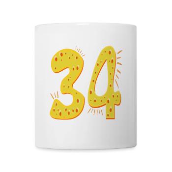 ZAHL 34 Jahre alt - VIERUNDDREIßIG GEBURTSTAG KÄSE - Tasse - Weiß - Vorne