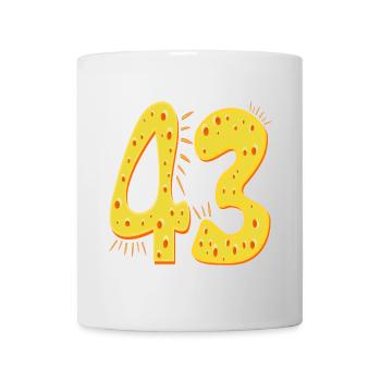 Zahl 43. Geburtstag - KÄSE - Tasse - Weiß - Vorne