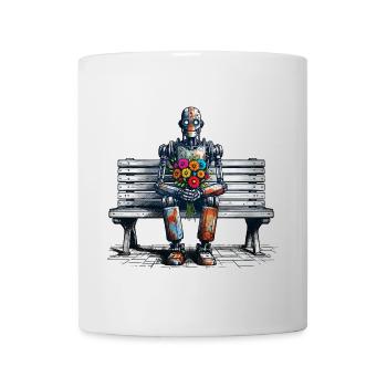 roboter bank blumen robot love rostig kunst - Tasse - Weiß - Vorne