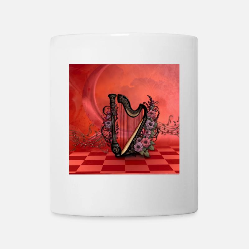Wunderschöne Harfe mit bunten Blumen. - Tasse - Weiß