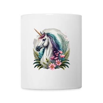 Belle licorne avec des fleurs - Mug blanc - blanc - Devant
