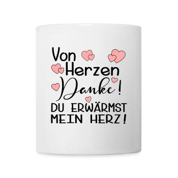 DU ERWÄRMST MEIN HERZ - DANKE - Tasse - Weiß - Vorne