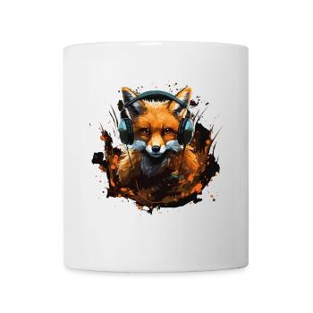 Fuchs mit Kopfhörer Splatterkunst - Tasse - Weiß - Vorne