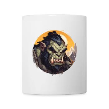 Mächtiger Ork Krieger Fantasy RPG Shirt - Tasse - Weiß - Vorne