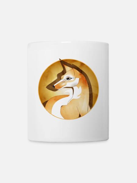 Von Hand gezeichneter schöner Fuchs im Rahmen - Tasse - Weiß