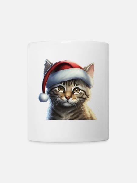 Chaton avec bonnet de Père Noël - Mug blanc - blanc