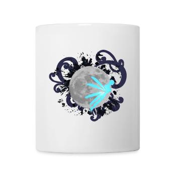 Nachtmond mit schnörkel und Märchenfigur, damen - Tasse - Weiß - Vorne