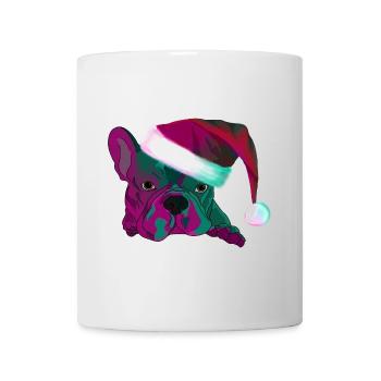 Bouledogue néon avec le Père Noël - Mug blanc - blanc - Devant