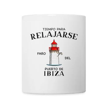 Ibiza Hafen, Zeit zum Entspannen, Zeichnung - Tasse - Weiß - Vorne