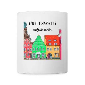 Greifswald Einfach schön, Fassaden am Fischmarkt - Tasse - Weiß - Vorne