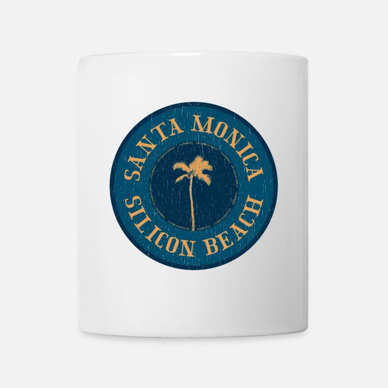 Logo rétro de Santa Monica – Style Silicon Beach - Mug blanc - blanc