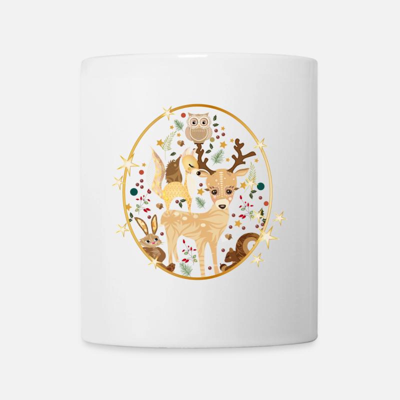 schöne Waldtiere feiern gemeinsam Weihnachten - Tasse - Weiß