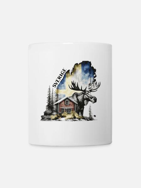 Sverige - Schweden - Elch - Schwedenhaus - Tasse - Weiß