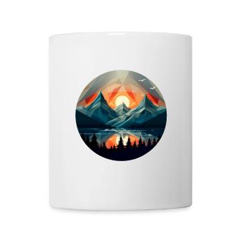 Montagnes géométriques, beau coucher de soleil - Mug blanc - blanc - Devant