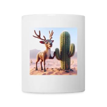 Rentier neben Kaktus in der Wüste - Tasse - Weiß - Vorne