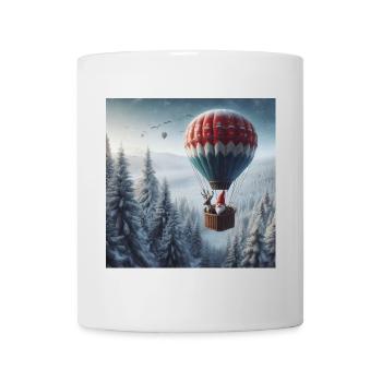 Wichtel und Rentier im Heißluftballon - Tasse - Weiß - Vorne