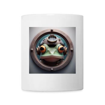 Frog with diving helmet looking through porthole - Mug - white - Front