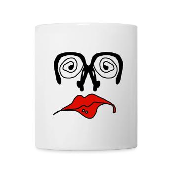 Rote Lippen Grafik auf Schwarz - Tasse - Weiß - Vorne