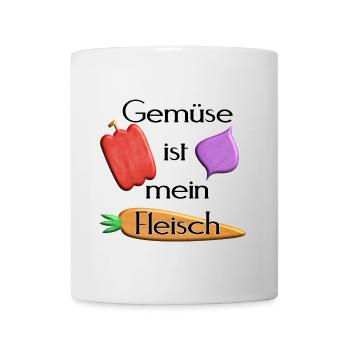 Gemüse - Gemüse ist mein Fleisch -schwarze Schrift - Tasse - Weiß - Vorne