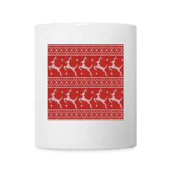 Red Ugly Sweater Christmas Flying Reindeer - Mug - white - Front