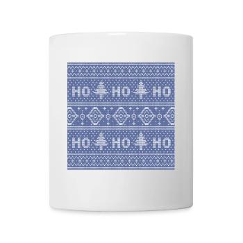 HO HO HO Dusty Blue Ugly Sweater Christmas Pine - Mug - white - Front