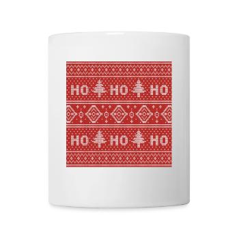 HO HO HO Red Ugly Sweater Christmas FlyingReindeer - Mug - white - Front