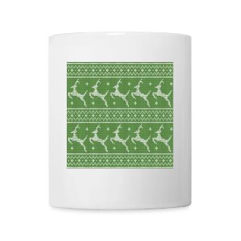 Green Ugly Sweater Christmas Flying Reindeer Fun - Mug - white - Front