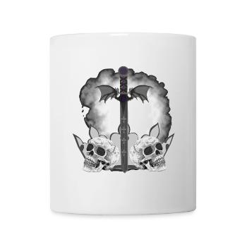 Menschenschädel, Schwerter, Dämonenflügel, vanitas - Tasse - Weiß - Vorne