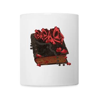 Bücher Design, Blutflecken, Rosenblüten - Tasse - Weiß - Vorne