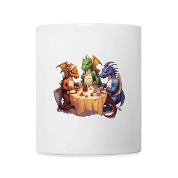 Dragons Drinking Coffee – RPG Fantasy Design - Mug - white - Front