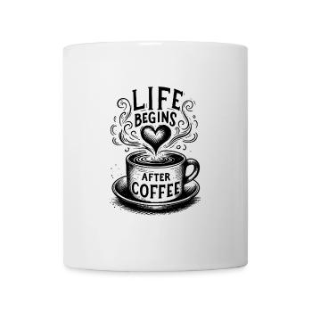 life begins with coffee! Kaffeejunkie - Tasse - Weiß - Vorne