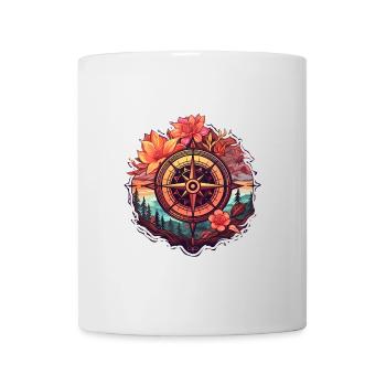 Wunderschöner Boho Kompass mit Blumen und Bäumen - Tasse - Weiß - Vorne