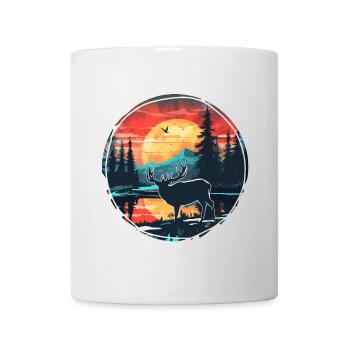 Wunderschönes Naturdesign mit Hirsch im Wald - Tasse - Weiß - Vorne