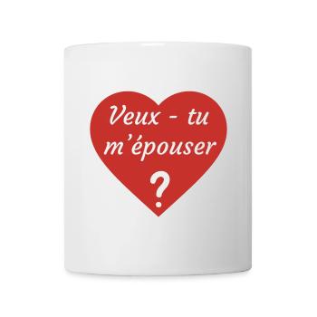 Proposition mariage veux tu m'épouser cœur rouge - Mug blanc - blanc - Devant