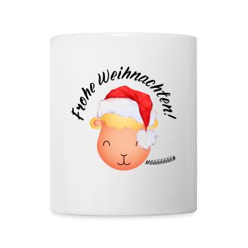 Weihnachtsschaf Lamm Frohe Weihnachten schwarz - Tasse - Weiß - Vorne