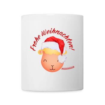 Frohe Weihnachten Weihnachtsschaf Lamm rot - Tasse - Weiß - Vorne
